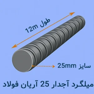 میلگرد آجدار ۲۵ آریان فولاد